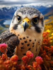 Fototapeta premium Falcon in its Natural Habitat, Wildlife Photography, Generative AI