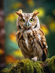 Fototapeta premium Owl in its Natural Habitat, Wildlife Photography, Generative AI