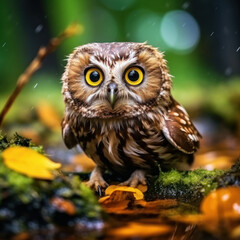 Owl in its Natural Habitat, Wildlife Photography, Generative AI