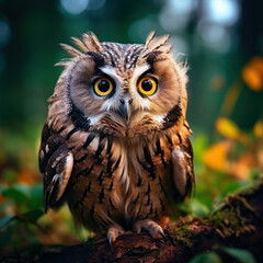 Naklejka premium Owl in its Natural Habitat, Wildlife Photography, Generative AI