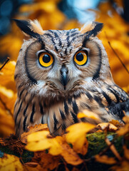 Owl in its Natural Habitat, Wildlife Photography, Generative AI