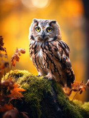 Obraz premium Owl in its Natural Habitat, Wildlife Photography, Generative AI