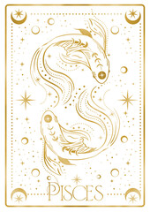 Pisces Zodiac astrology horoscope Gold cards