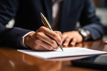 Closeup of a Man's Hand Engaged in the Art of Writing on Paper, Expressing Thoughts and Ideas Through the Written Word. created with Generative AI