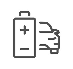 Battery related icon outline and linear symbol.