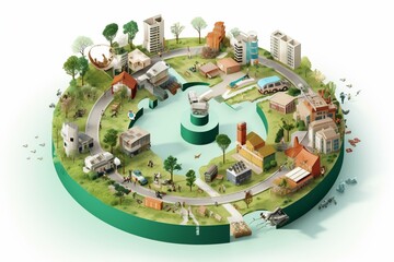 Diagram illustrating the circular economy concept. Generative AI - obrazy, fototapety, plakaty