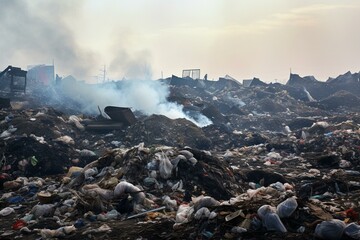 Piles of waste on the dump. Generative AI