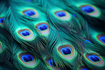 Some peacock feathers close up