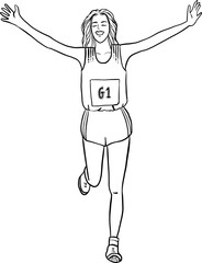 Minimal marathon runner line art 
