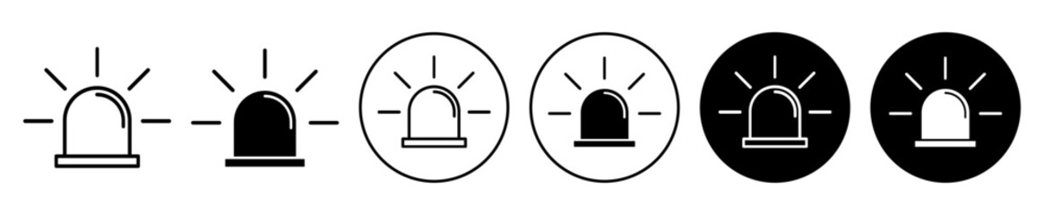 Gyrophare icon set. security alarm warning gyrophare vector symbol. ambulance or police vehicle siren sign in black filled and outlined style.