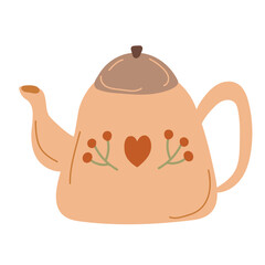 Teapot isolated on white background. Hand drawing. Vector illustration