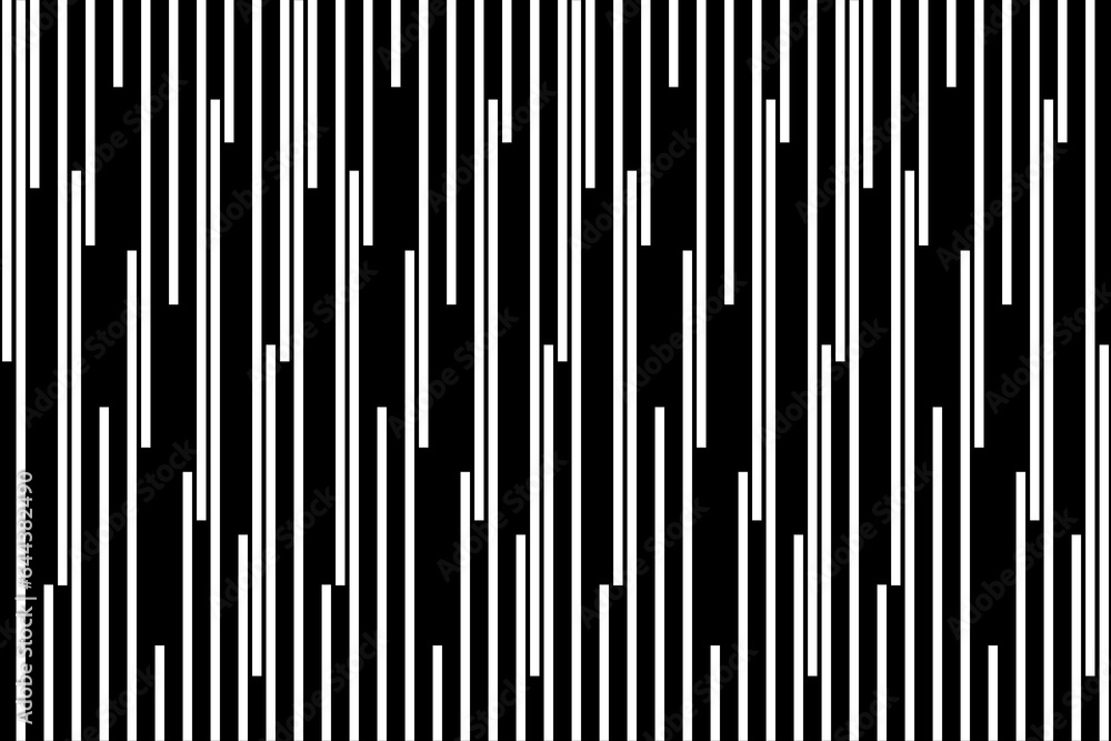 Poster vertical stripe of pattern. design random lines white on black background. design print for illustra