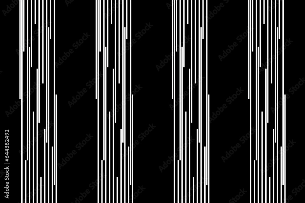 Aufkleber vertical stripe of pattern. design random lines white on black background. design print for illustra