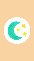 illustration of a moon wiht stars with waterclour effect