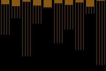 Vertical stripe of pattern. Design random lines gold on black background. Design print for illustration, textile, texture, wallpaper, background, presentation. Set 10