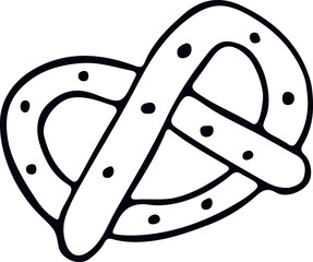 Pretzel in doodle style. Vector illustration isolated on white background