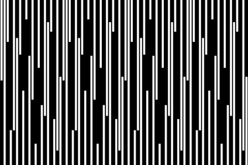 Vertical stripe of pattern. Design random lines white on black background. Design print for illustration, textile, texture, wallpaper, background, presentation. Set 33