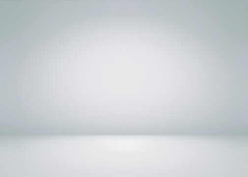 Gray empty room 3d background. Diffused spotlight on wall and floor.