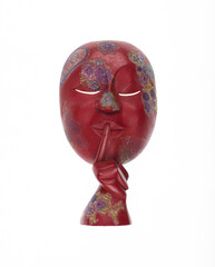 red african wooden face mask isolated on white background