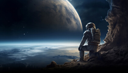 Astronaut in the top of the moon (AI Generated)