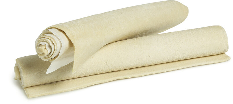 raw phyllo dough rolls isolated