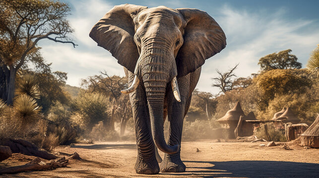 Elephant in the savannah in Africa