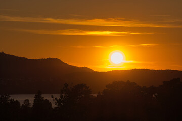 Obraz premium Bodensee, Sonnenuntergang am Untersee über der Höri