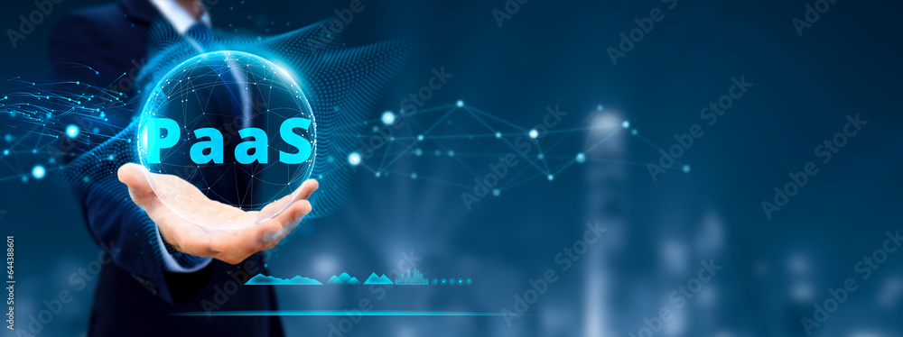 Aufkleber platform as a service paas - cloud computing services internet technology and development concept.