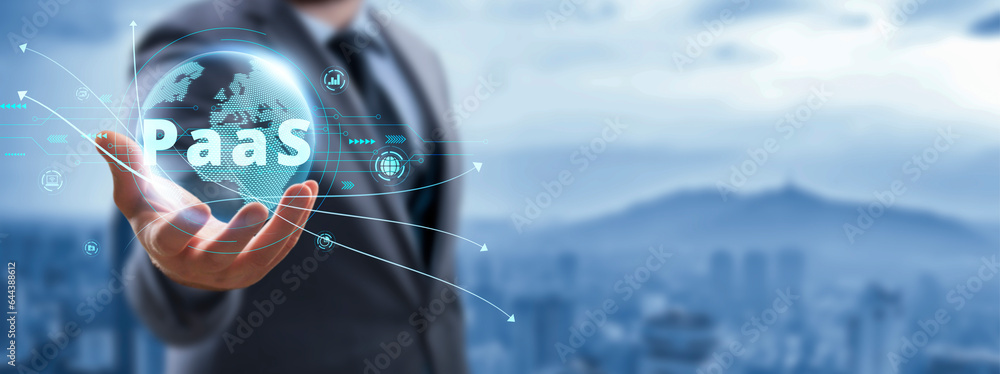 Aufkleber platform as a service paas - cloud computing services internet technology and development concept.