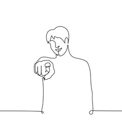 man pokes his finger and laughs - one line art vector. concept to mock, humiliate, expose oneself to ridicule