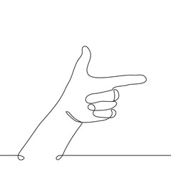 human hand points index finger to the right - one line art vector. concept pointer to the right, hand gesture
