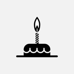 Tart Cake Icon within Glyph Style. Dessert, Birthday. Anniversary Symbol.