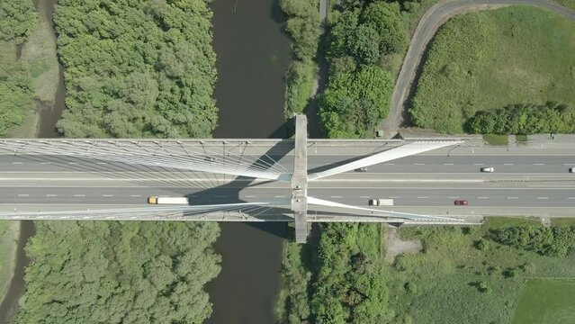 Asymmetrical cable stayed Mary McAleese boyne valley bridge aerial 