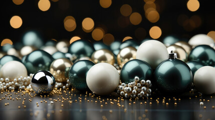 A christmas background made of white and green with black as the primary color