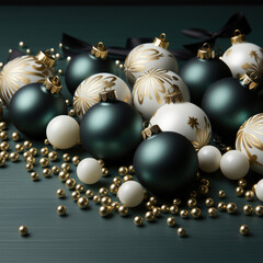 A christmas background made of white and green with black as the primary color
