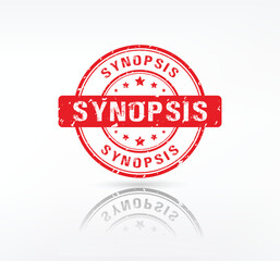Synopsis stamp. Synopsis grunge rubber stamp on white background