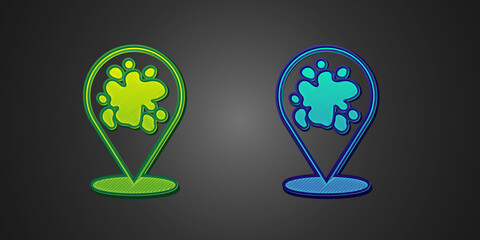 Green and blue Paint spray icon isolated on black background. Vector