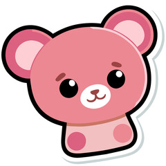 Cute pink teddy bear  illustration isolated on white background. Hand drawn cartoon character.