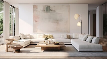 Contemporary Elegance: A Minimalist Living Room for Social Gatherings. Generative AI 5