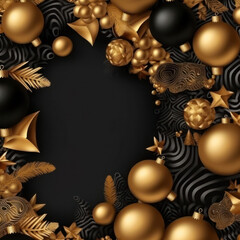 A christmas background made of gold with black as the primary color