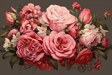 Stunning rose bouquet illustrations. Generative AI