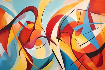 An exuberant and joyful dance of vibrant and dynamic abstract shapes and lines. Generative AI