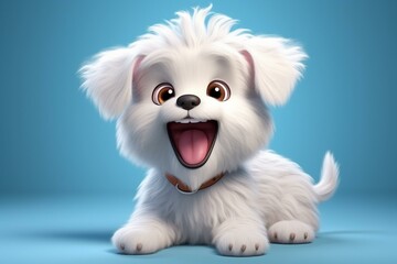 adorable puppy with joyful expression, fluffy baby dog in Pixar Disney style for kids product design. Generative AI