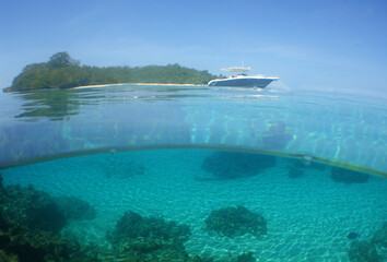 Fototapeta na wymiar a beautiful scene of a paradise island in caribbean sea