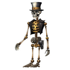 Fototapeta premium Watercolor Halloween Skeleton (AI Generated)