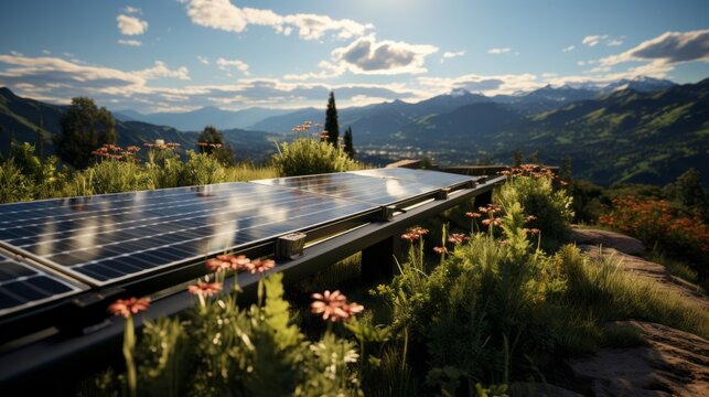 photovoltaic solar panels in an ecological and sustainable environment
