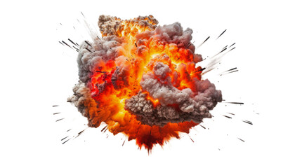 red explosion isolated on transparent background cutout