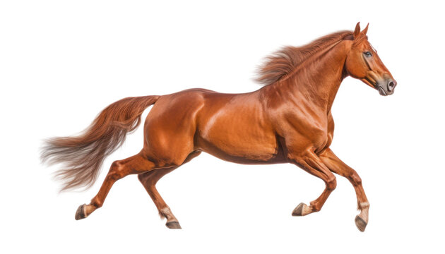 brown horse run isolated on transparent background cutout
