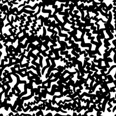 Seamless pattern with black wavy grunge brush strokes