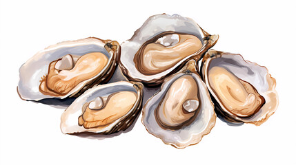 hand drawn cartoon illustration of fresh and delicious oysters
